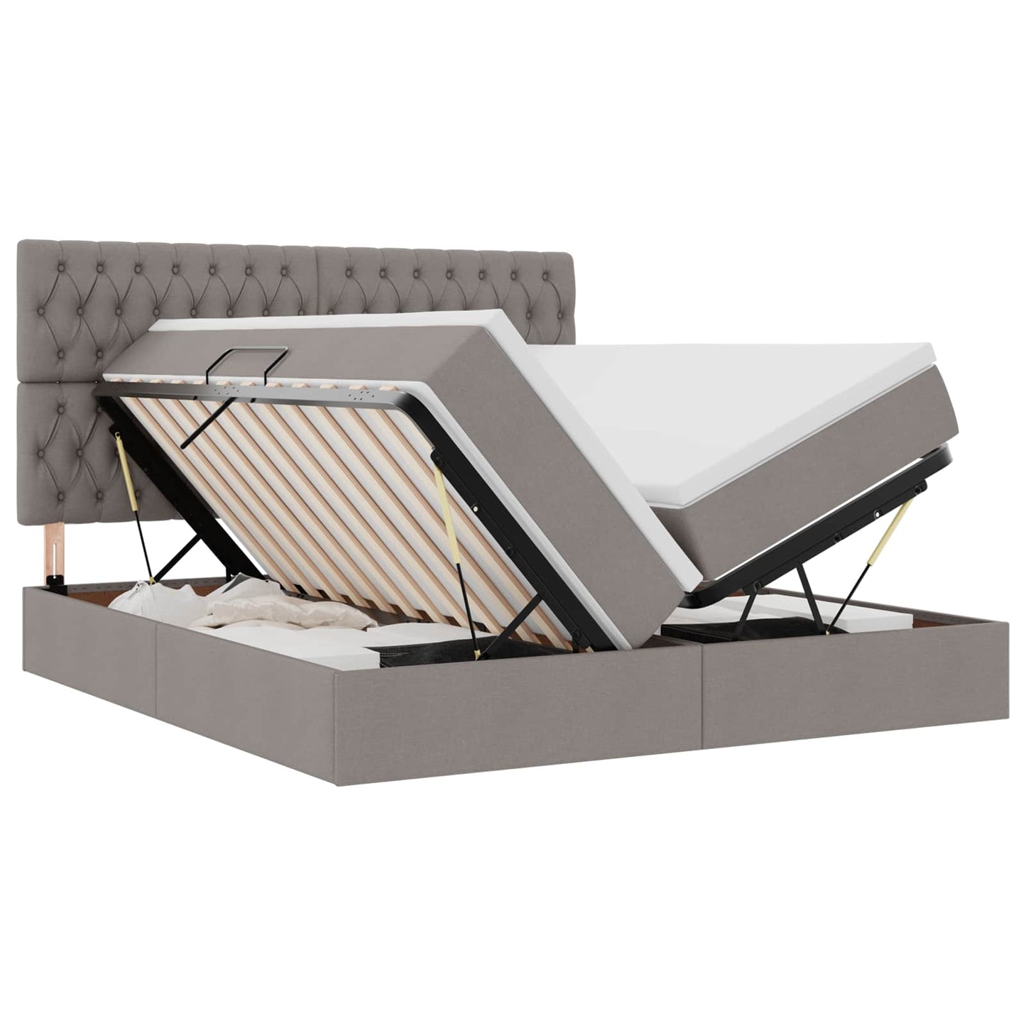vidaXL Κρεβάτι Αποθήκης με κεφαλάρι Taupe 180 x 200 cm Ύφασμα