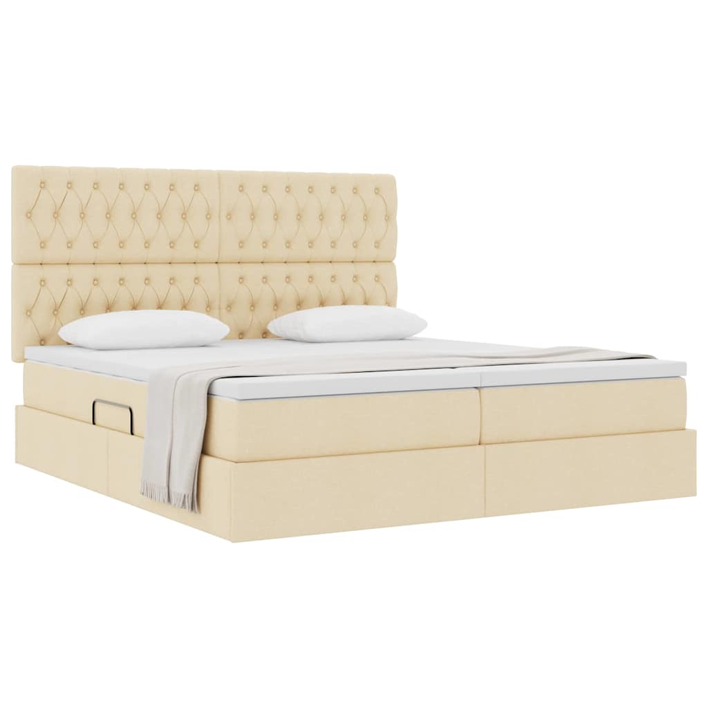 vidaXL Κρεβάτι Αποθήκης Κρέμ 180 x 200 cm Ύφασμα