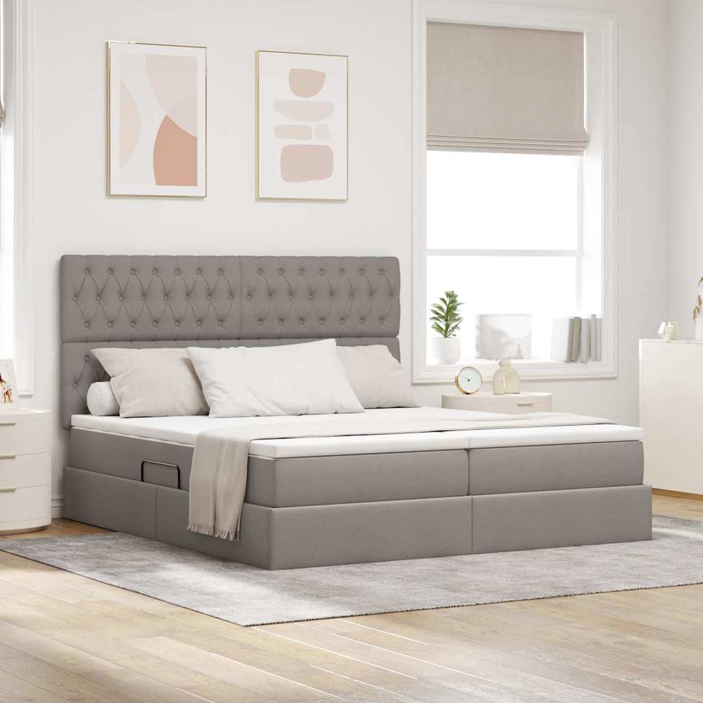 vidaXL Κρεβάτι Αποθήκης με κεφαλάρι Taupe 200 x 200 cm Ύφασμα