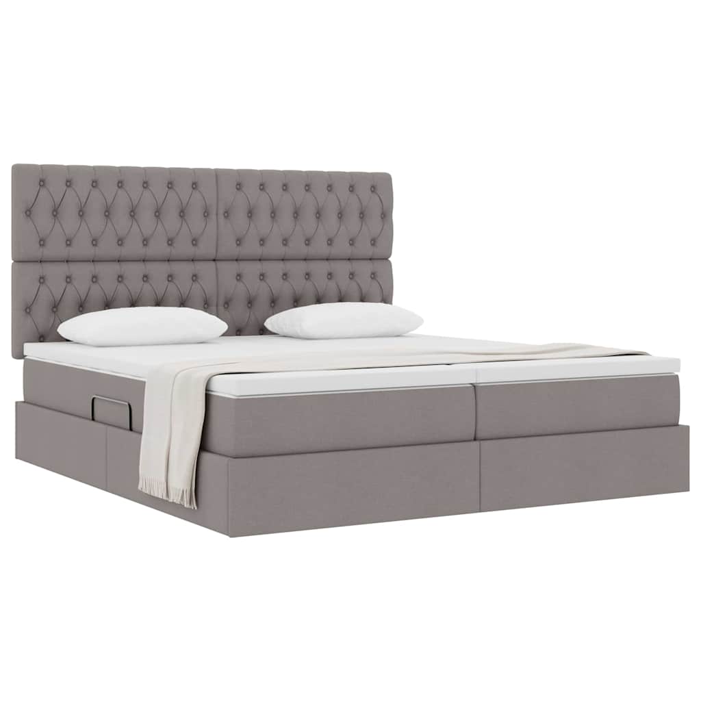 vidaXL Κρεβάτι Αποθήκης με κεφαλάρι Taupe 200 x 200 cm Ύφασμα