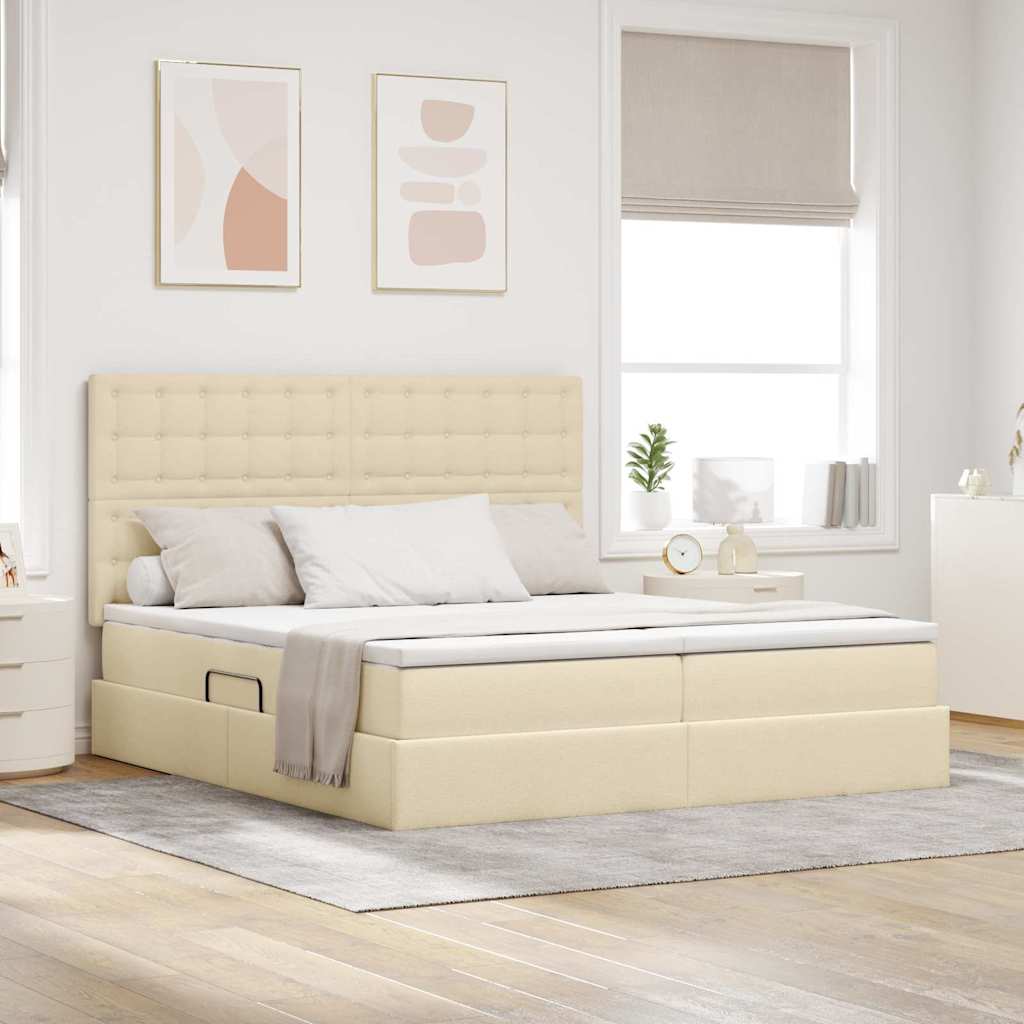 vidaXL Κρεβάτι Αποθήκης Κρέμ 180 x 200 cm Ύφασμα