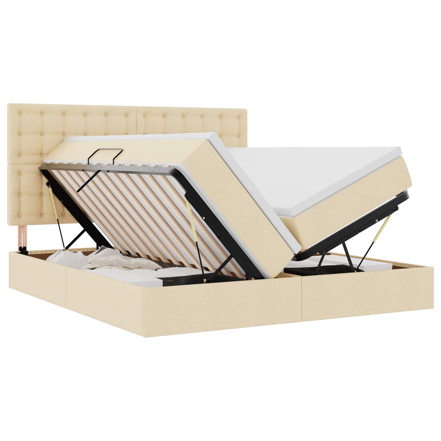 vidaXL Κρεβάτι Αποθήκης Κρέμ 180 x 200 cm Ύφασμα
