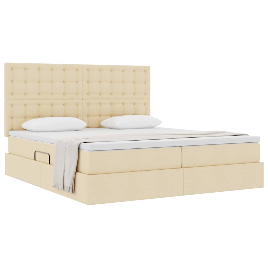 vidaXL Κρεβάτι Αποθήκης Κρέμ 180 x 200 cm Ύφασμα