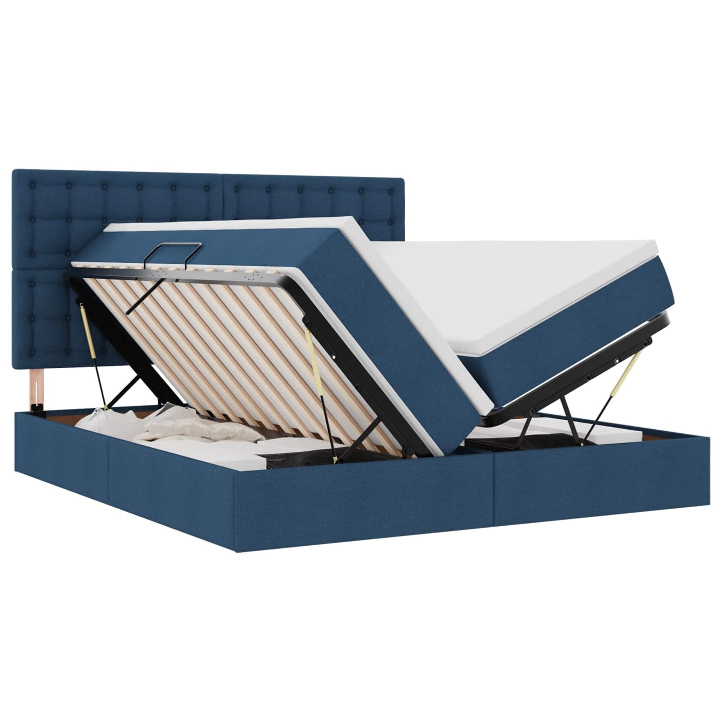 vidaXL Κρεβάτι Αποθήκης με κεφαλάρι Μπλε 200 x 200 cm Ύφασμα