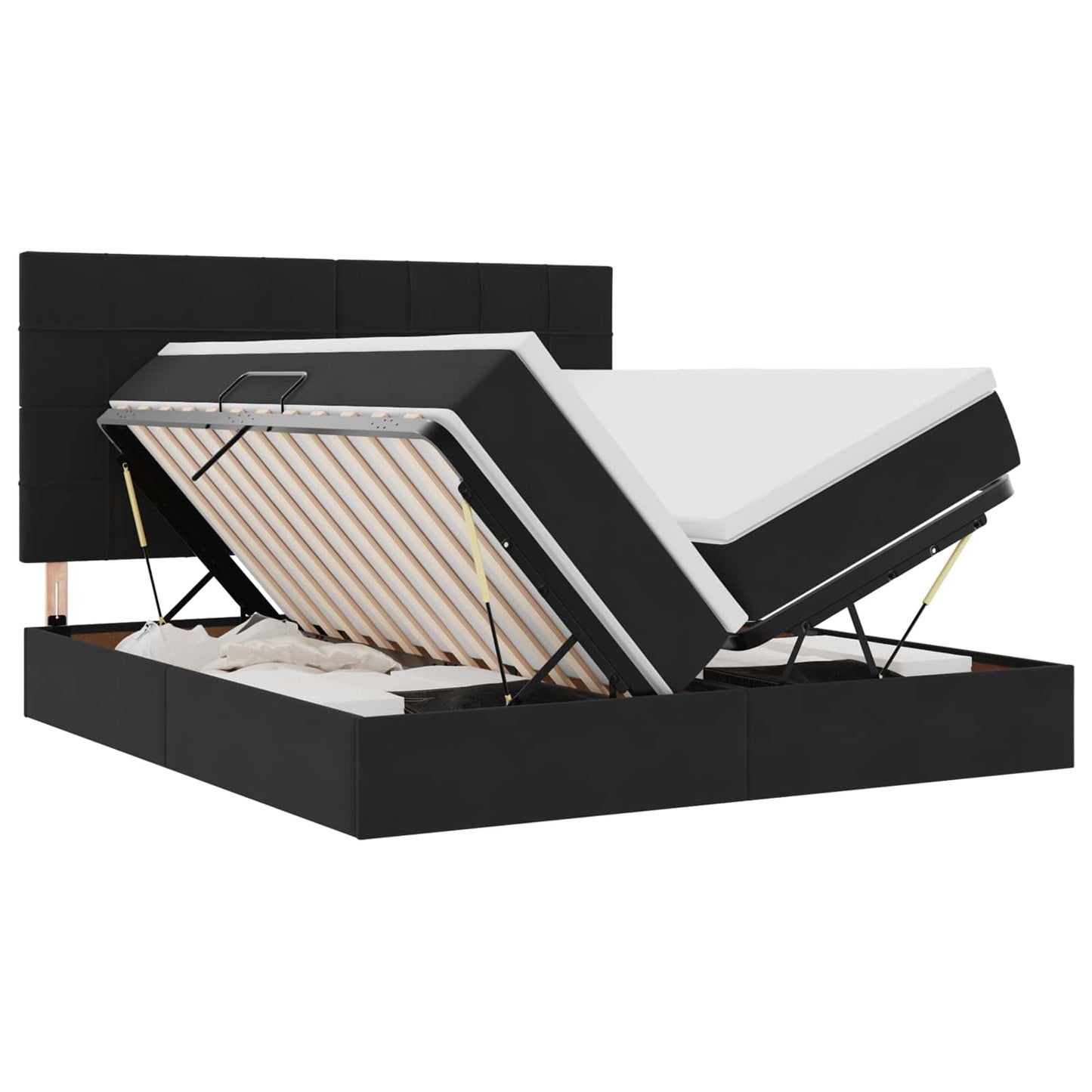 vidaXL Κρεβάτι Αποθήκης με κεφαλάρι Μαύρο 200 x 200 cm Βελούδο