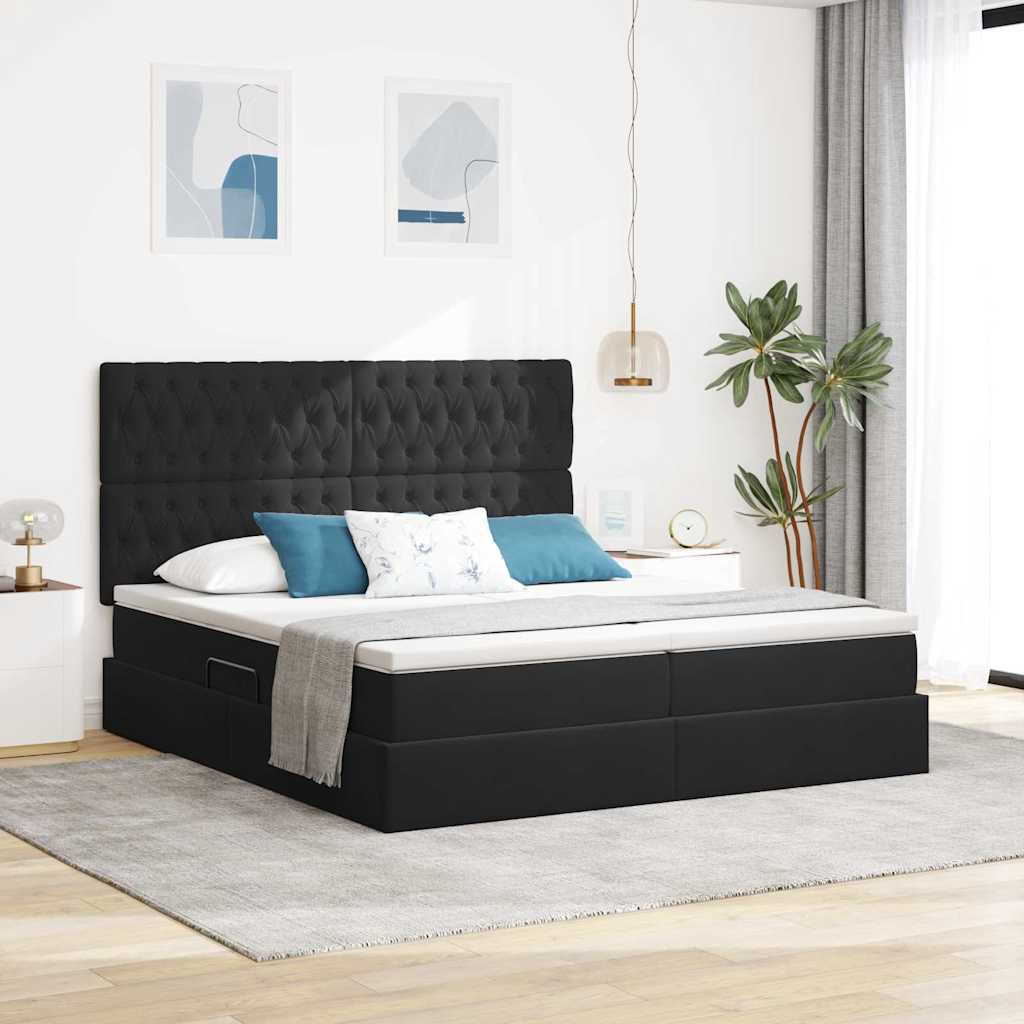 vidaXL Κρεβάτι Αποθήκης με κεφαλάρι Μαύρο 180 x 200 cm Βελούδο