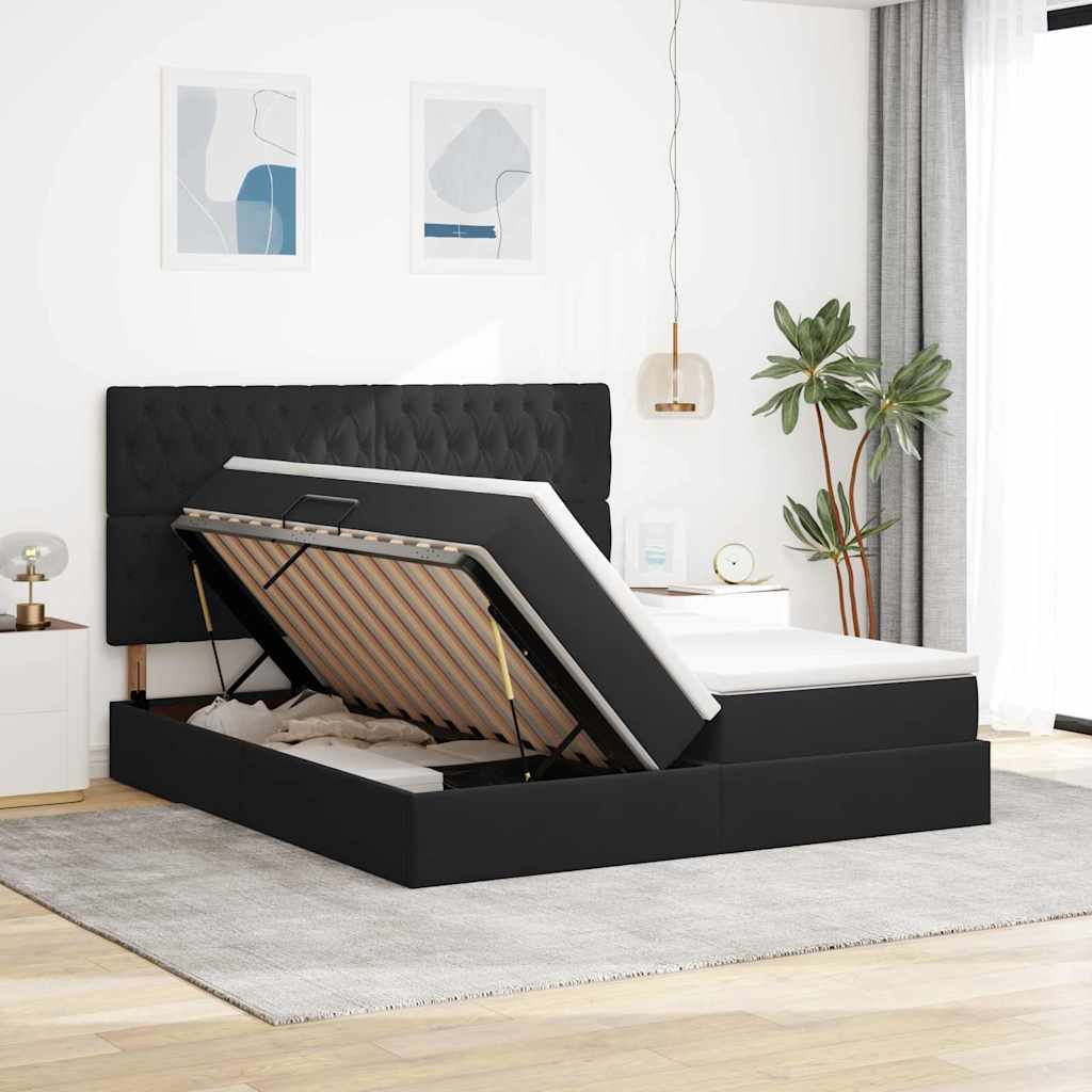 vidaXL Κρεβάτι Αποθήκης με κεφαλάρι Μαύρο 180 x 200 cm Βελούδο