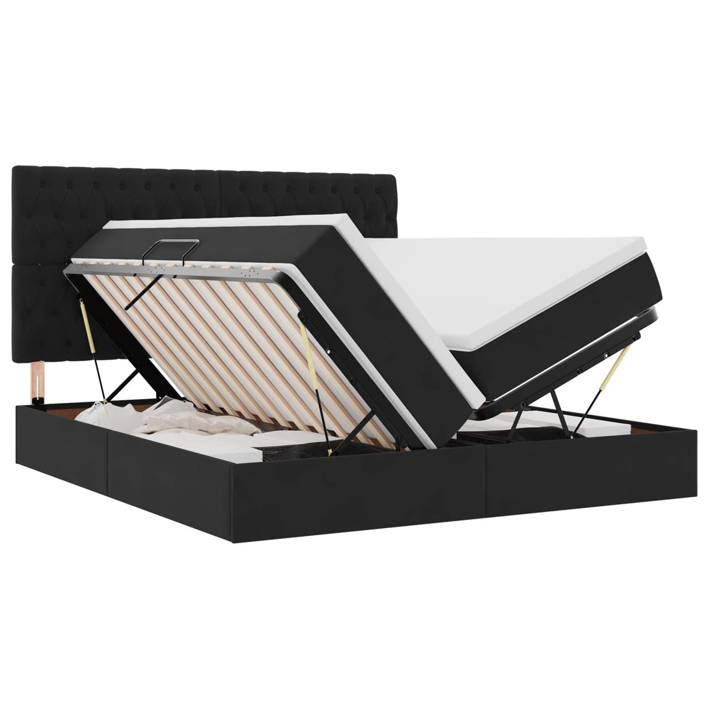 vidaXL Κρεβάτι Αποθήκης με κεφαλάρι Μαύρο 180 x 200 cm Βελούδο