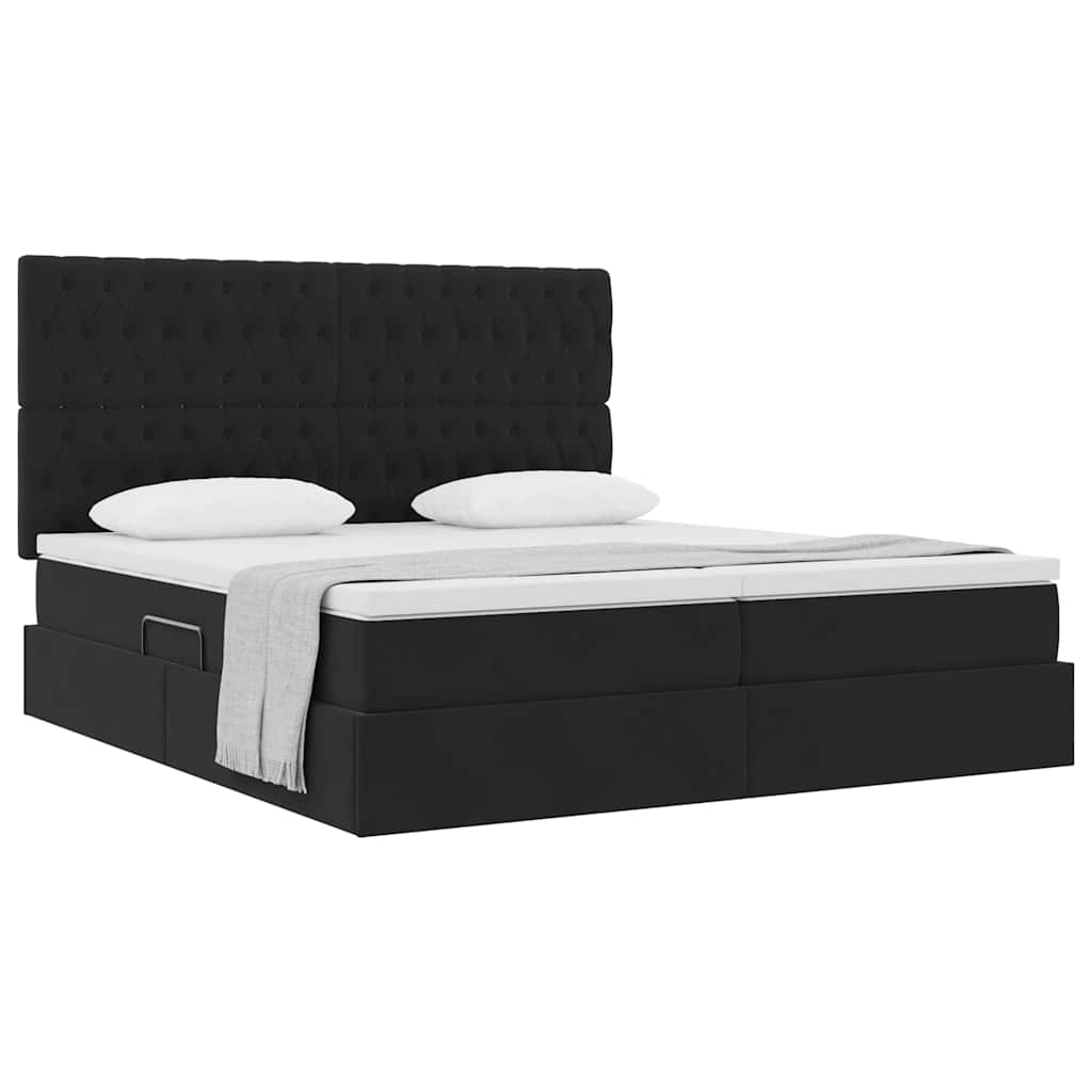 vidaXL Κρεβάτι Αποθήκης με κεφαλάρι Μαύρο 180 x 200 cm Βελούδο