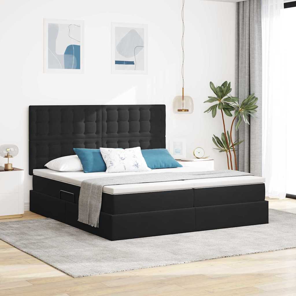 vidaXL Κρεβάτι Αποθήκης με στρώμα Μαύρο 180 x 200 cm Βελούδο