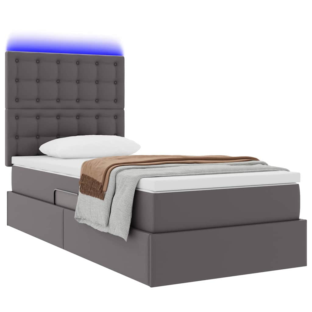 vidaXL Κρεβάτι με αποθηκευτικό χώρο και LED Γκρι 90 x 200 cm