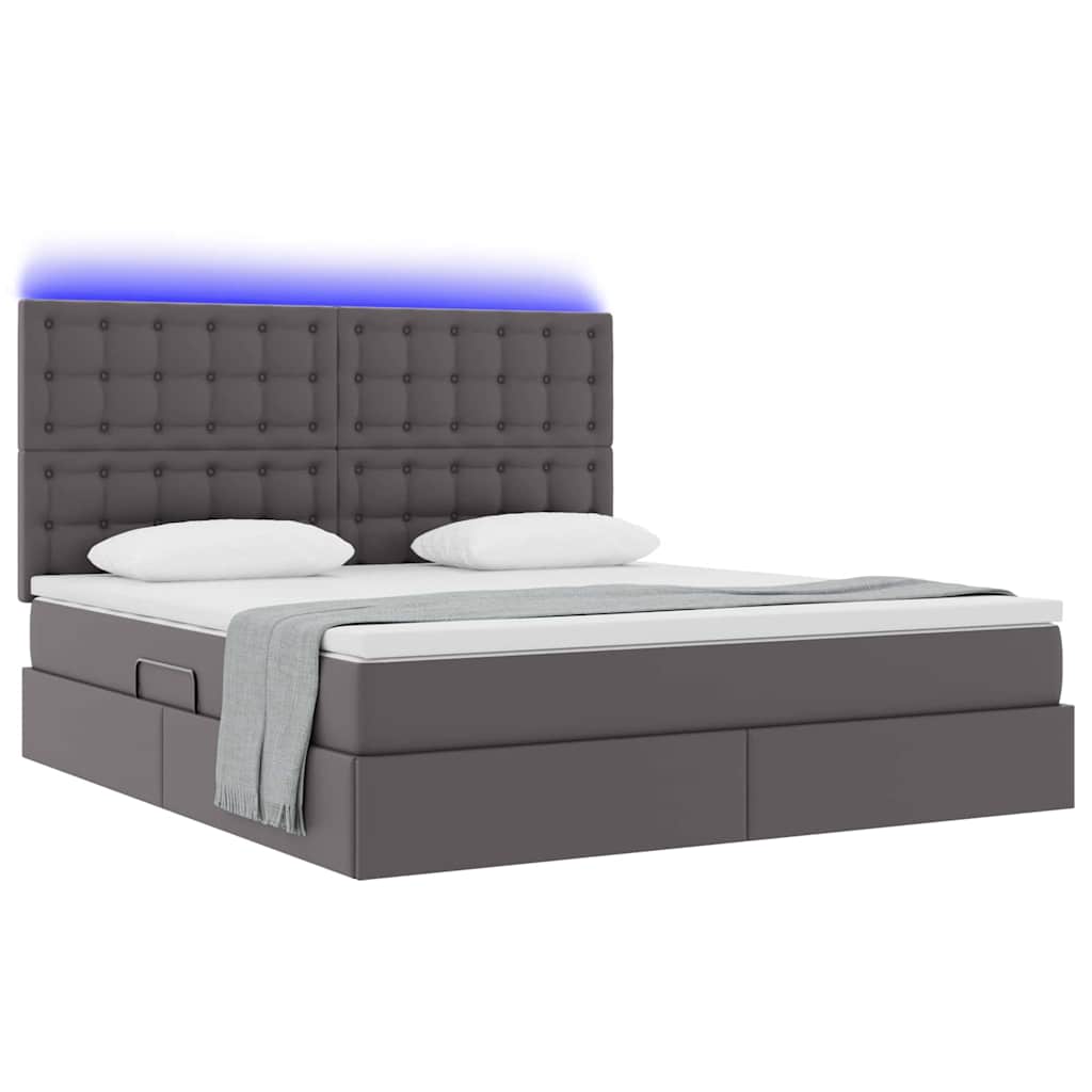 vidaXL Κρεβάτι με αποθηκευτικό χώρο και LED Γκρι 160 x 200 cm