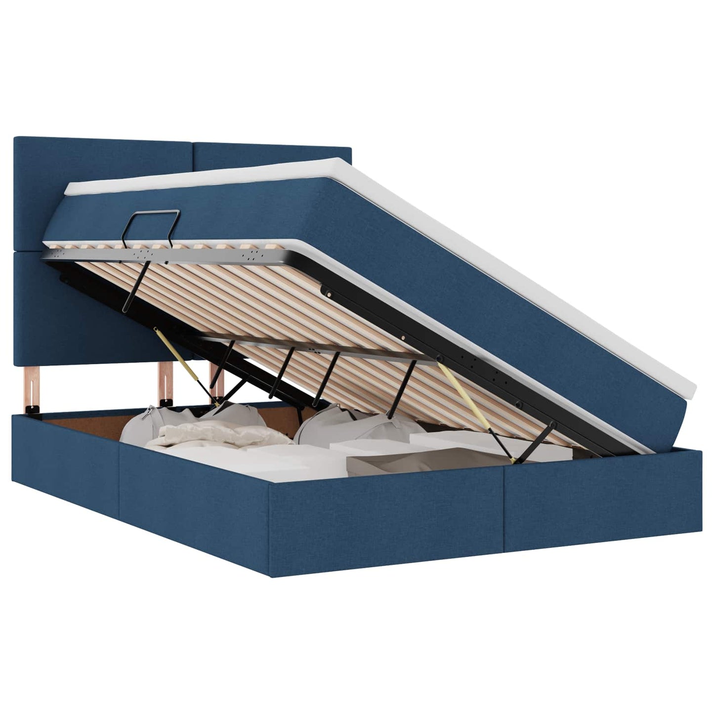 vidaXL LED Κρεβάτι αποθήκευσης με στρώμα Μπλε 140 x 190 cm Ύφασμα