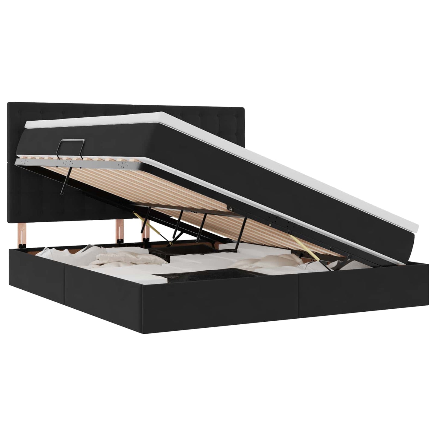 vidaXL LED Κρεβάτι αποθήκευσης με στρώμα Μαύρο 160 x 200 cm Βελούδο