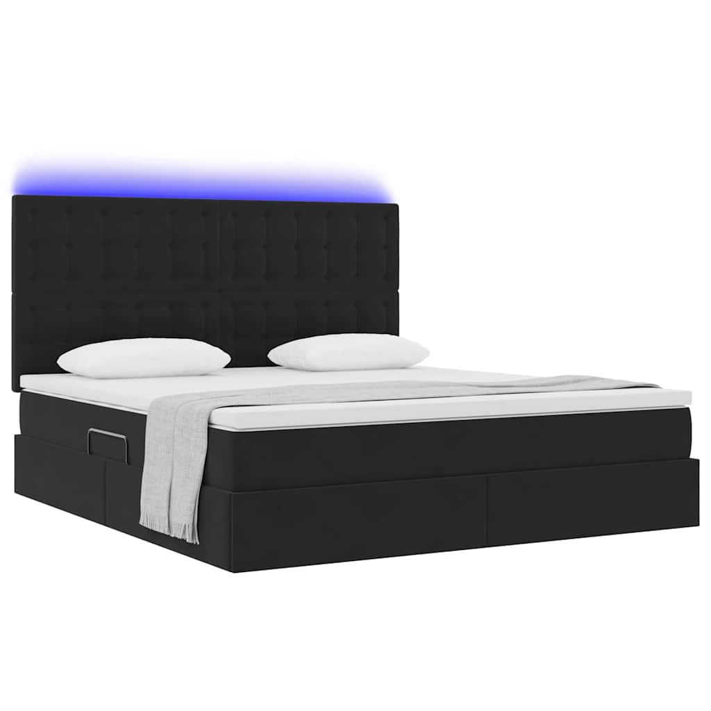 vidaXL LED Κρεβάτι αποθήκευσης με στρώμα Μαύρο 160 x 200 cm Βελούδο