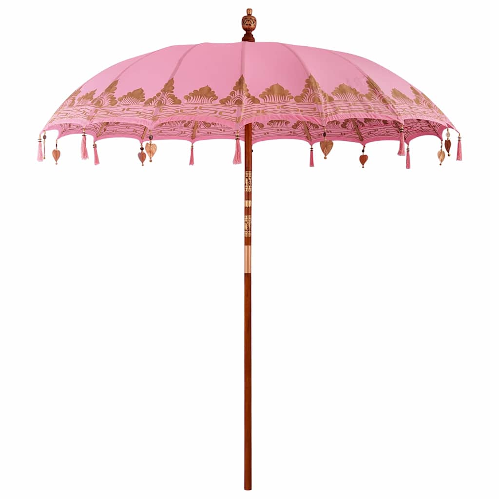 vidaXL Μπαλινέζικη ομπρέλα με βάση Ροζ Ø 210-220 cm