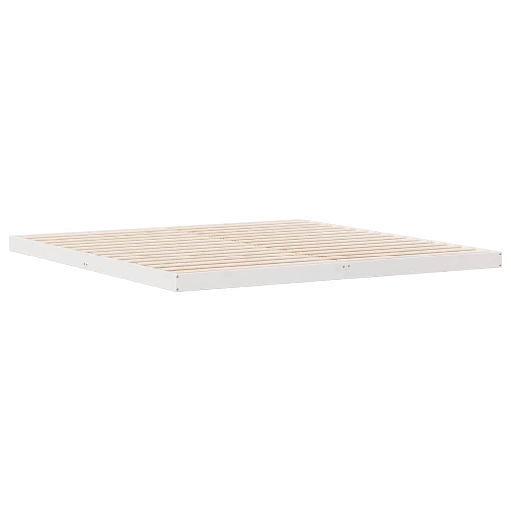 vidaXL Κρεβάτι δαπέδου Λευκό 213.5 x 104 x 9 εκ. Στερεά ξυλεία πεύκου