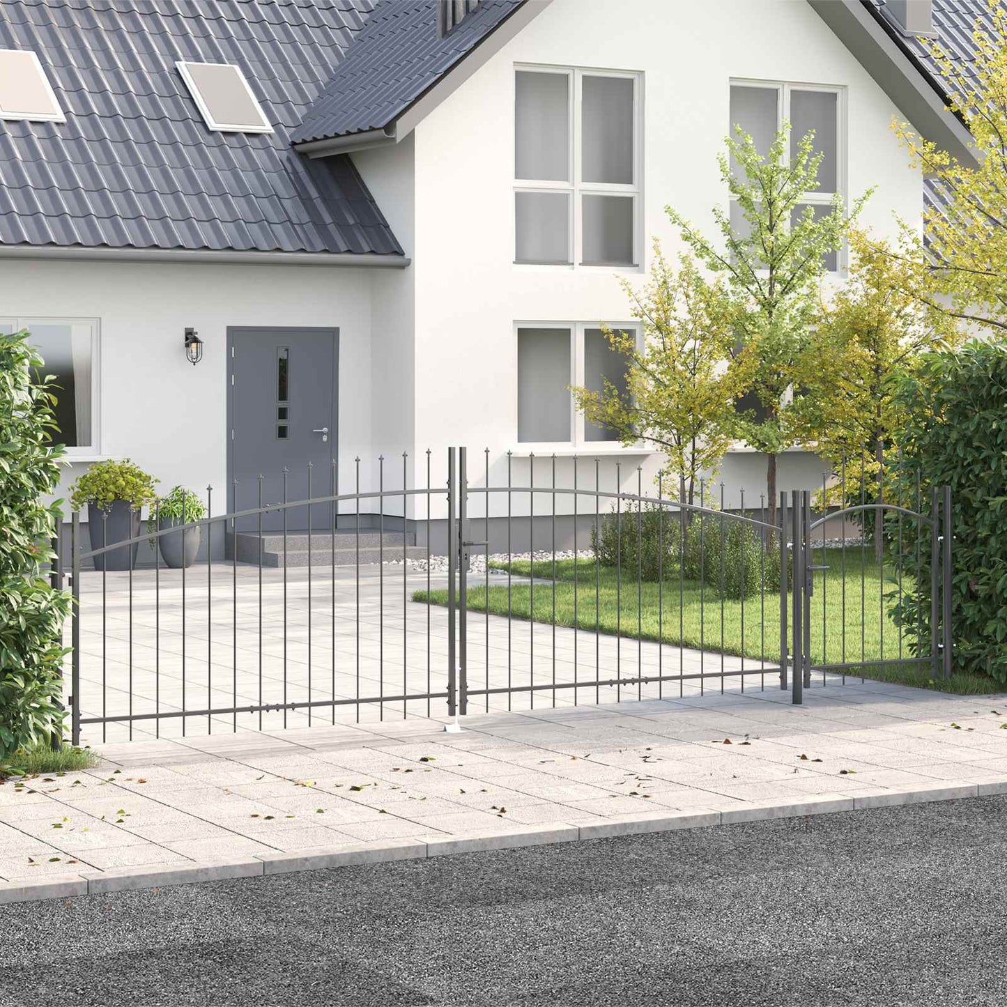 vidaXL Πύλη Κήπου WOERDEN 150 x 500 cm Κλειδώσιμο Ατσάλι Γκρι