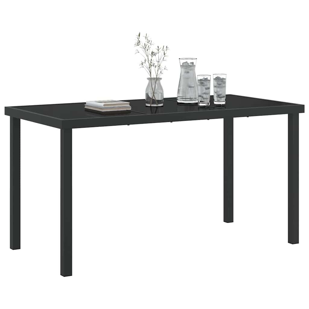 vidaXL Τραπέζι Κήπου Μαύρο 140 x 70 x 73 cm Μέταλλο