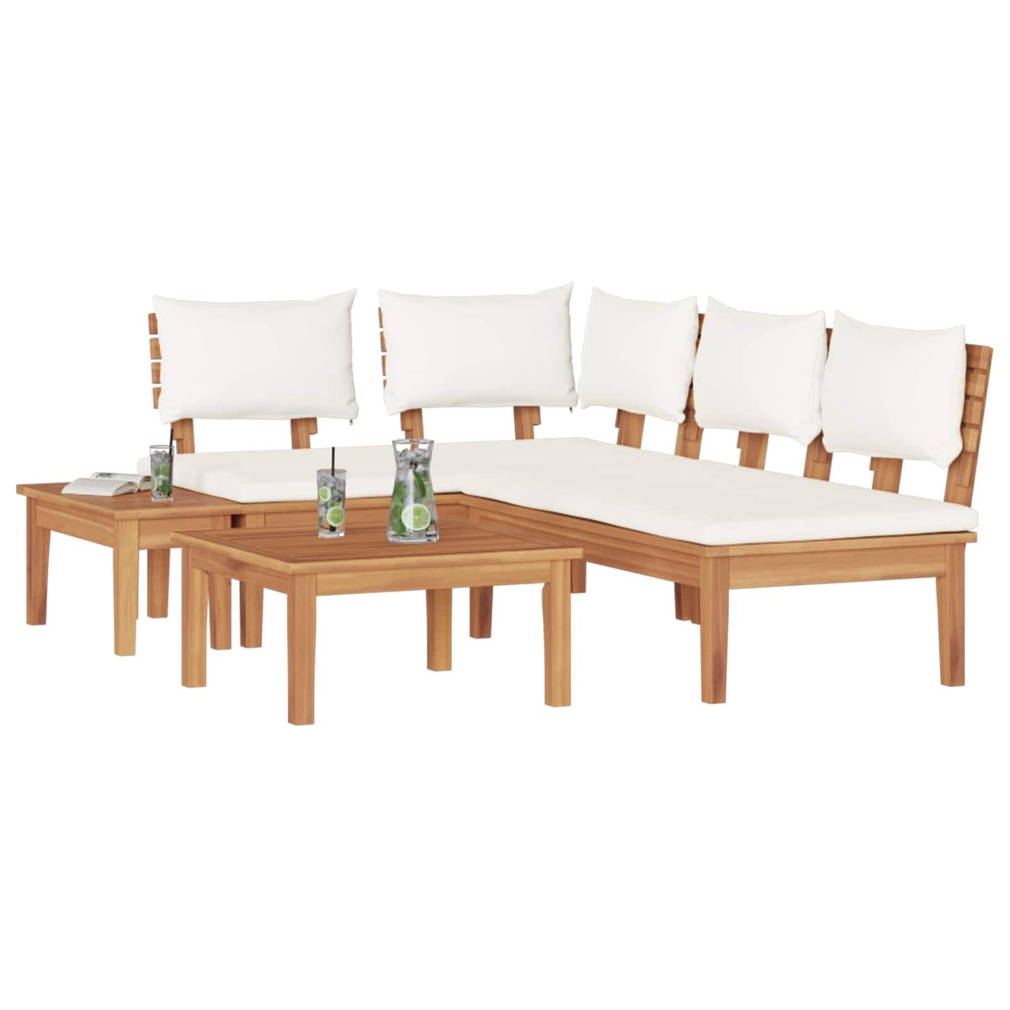 vidaXL Σετ Παγκάκι Κήπου με μαξιλάρι 4 pcs Καφέ και Κρέμα