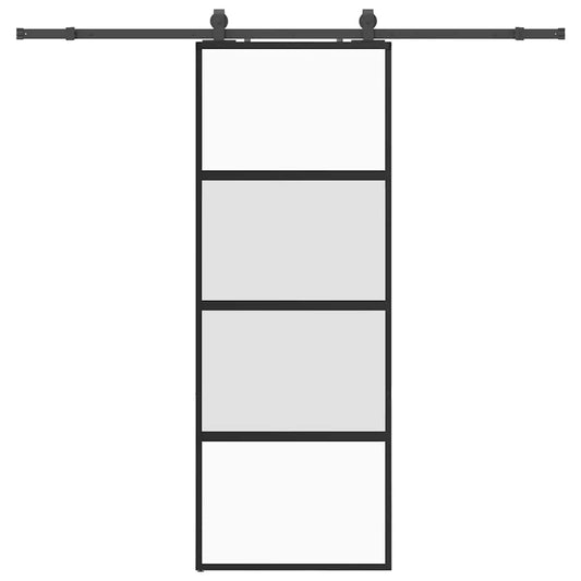 vidaXL Συρόμενη πόρτα με σετ υλικού Μαύρο 76x205 cm γυαλί μετριασμένο