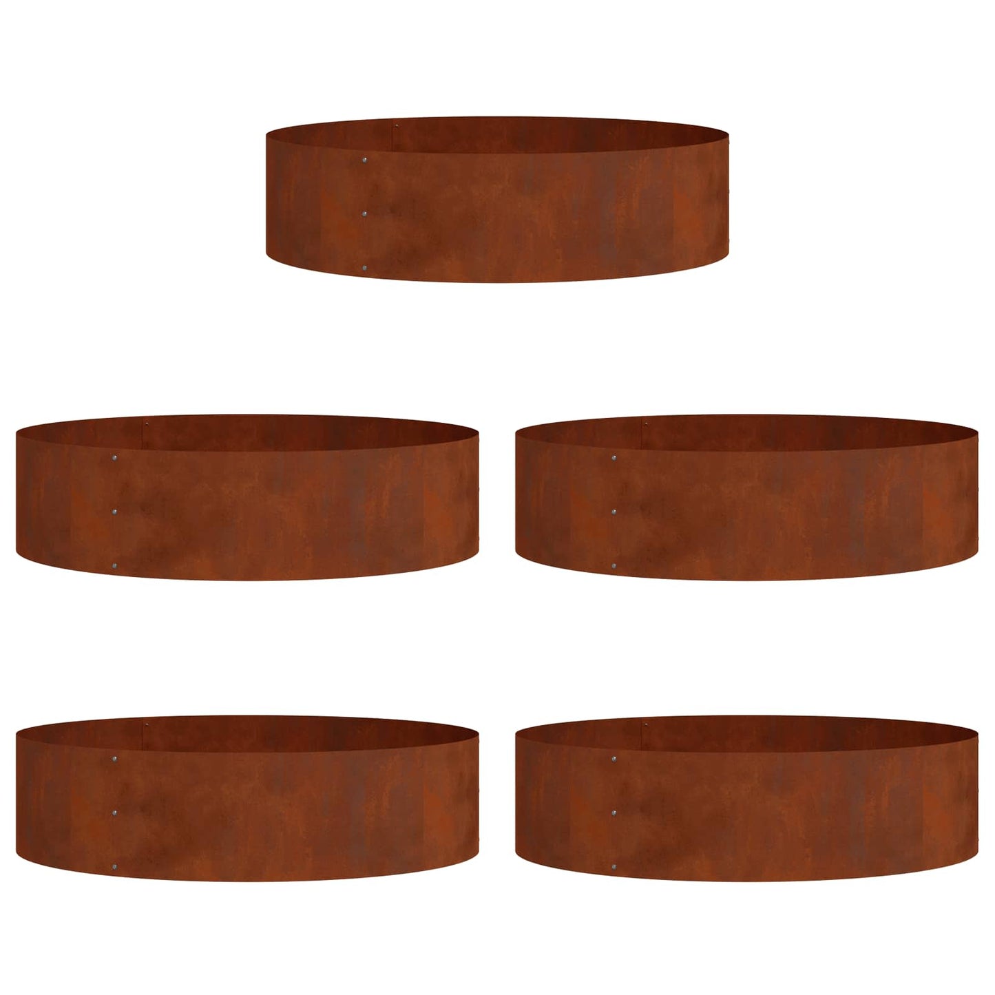 vidaXL Δακτύλιος γλάστρας 5 τμχ. Σκ rusty 80 x 80 x 20 cm