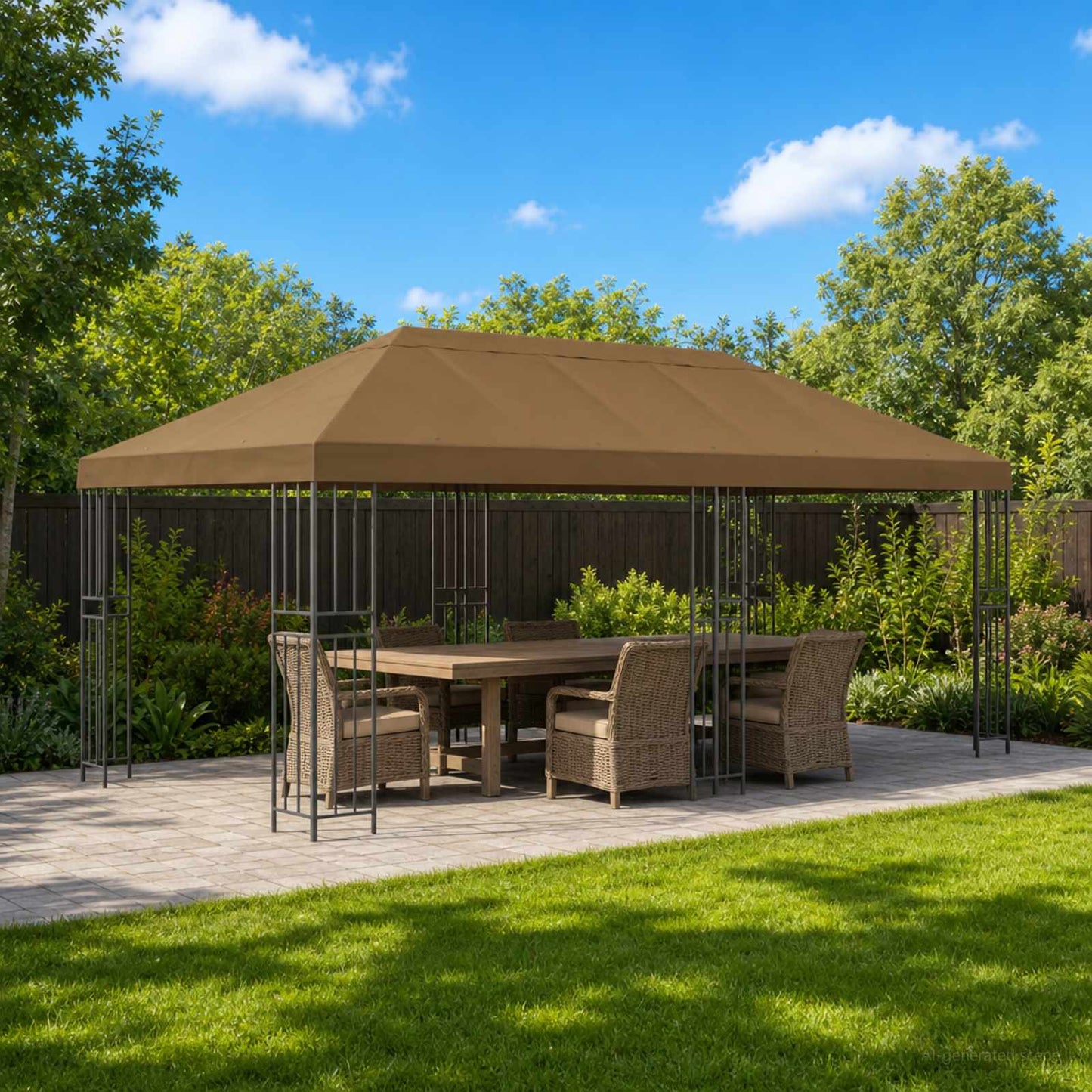 vidaXL Κήπος Γκαζebo 6 x 3 m Taupe Πολυεστέρας και Χάλυβας 190 gsm