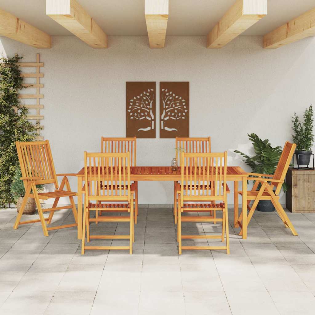 vidaXL Σέτ φαγητού για κήπο 7 pcs Καφέ Μασίφ ξύλο ακακίας