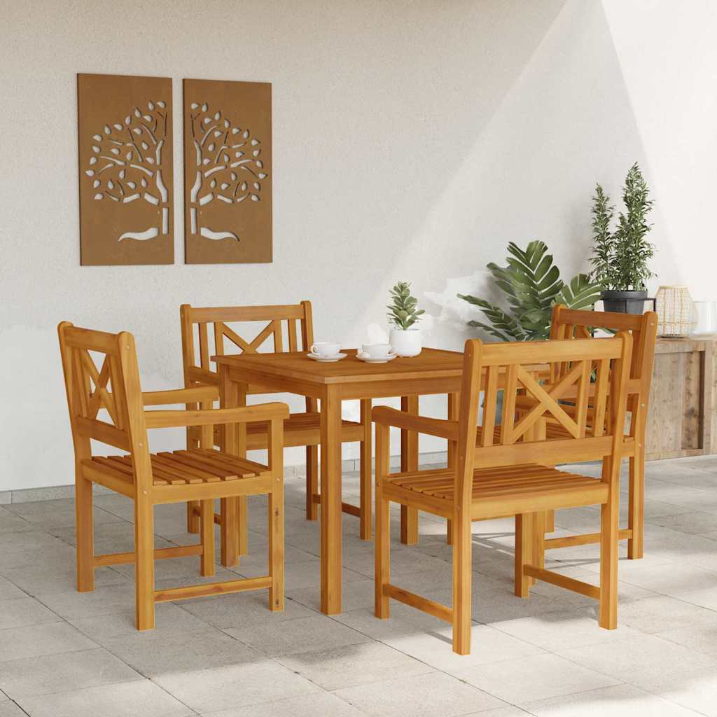 vidaXL Σέτ φαγητού για κήπο 5 pcs Καφέ Μασίφ ξύλο ακακίας