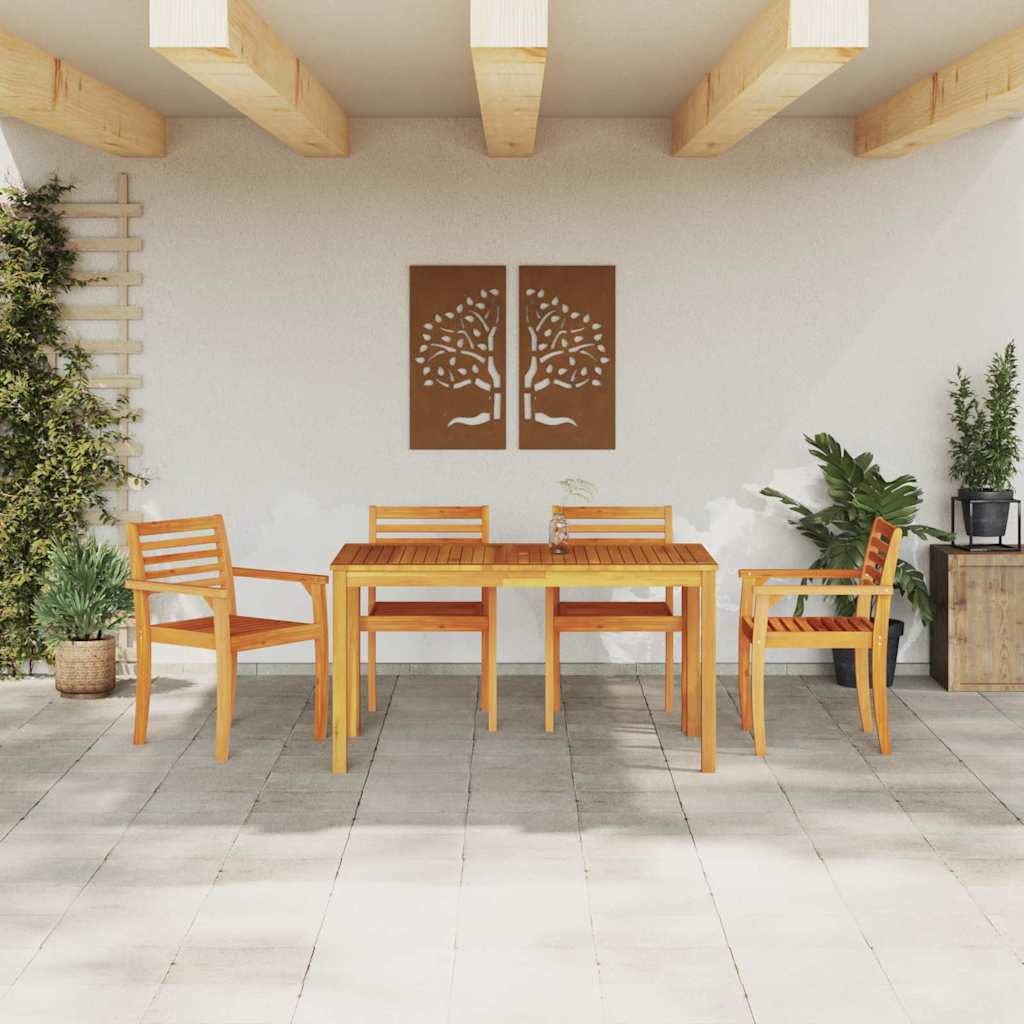 vidaXL Σέτ φαγητού για κήπο 5 pcs Καφέ Μασίφ ξύλο ακακίας