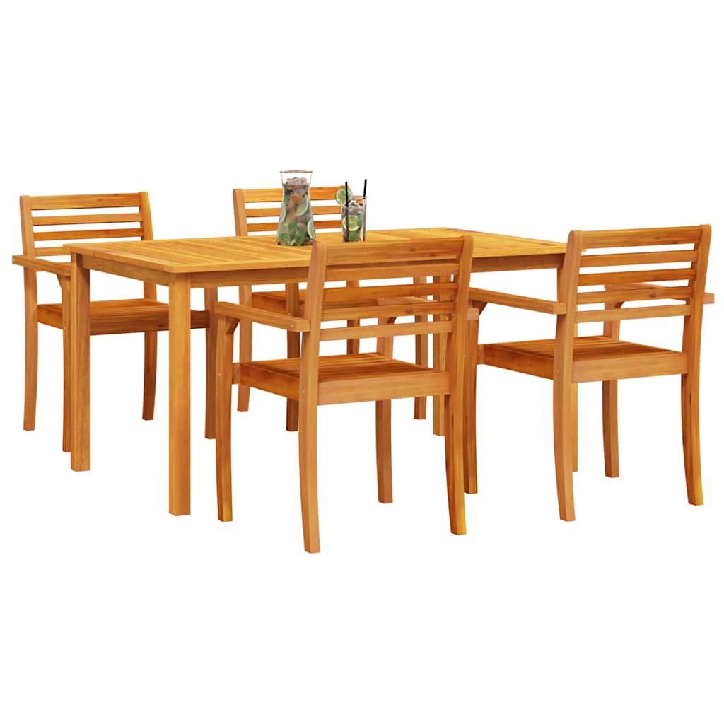 vidaXL Σέτ φαγητού για κήπο 5 pcs Καφέ Μασίφ ξύλο ακακίας