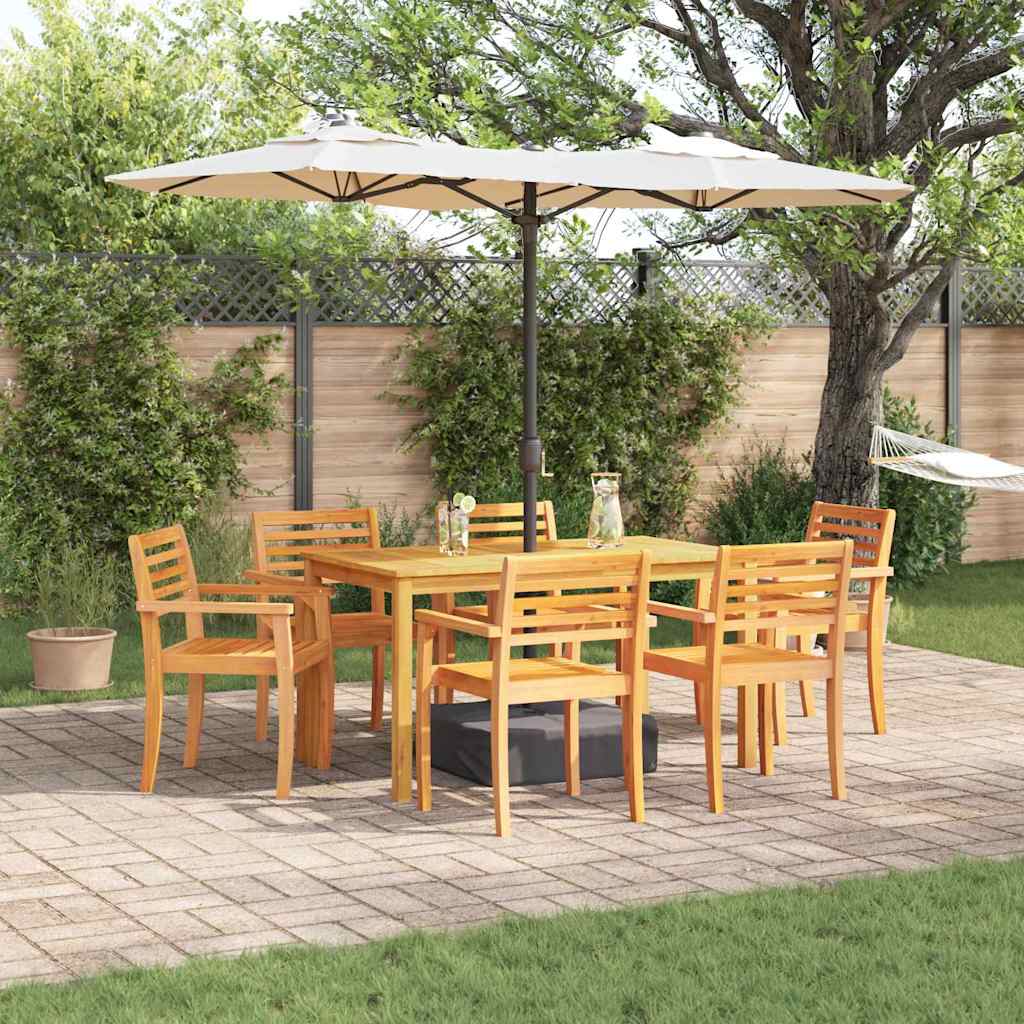 vidaXL Σέτ φαγητού για κήπο 7 pcs Καφέ Μασίφ ξύλο ακακίας