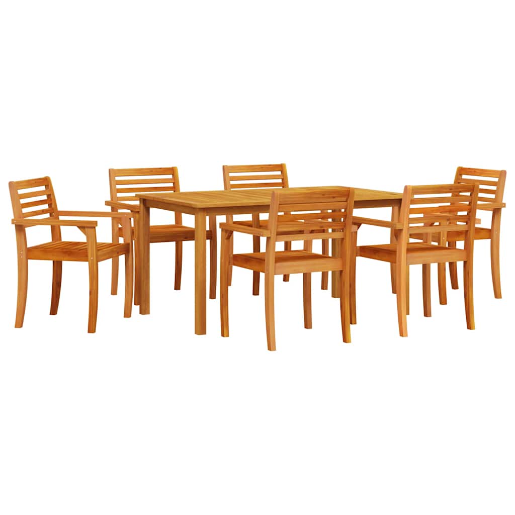vidaXL Σέτ φαγητού για κήπο 7 pcs Καφέ Μασίφ ξύλο ακακίας