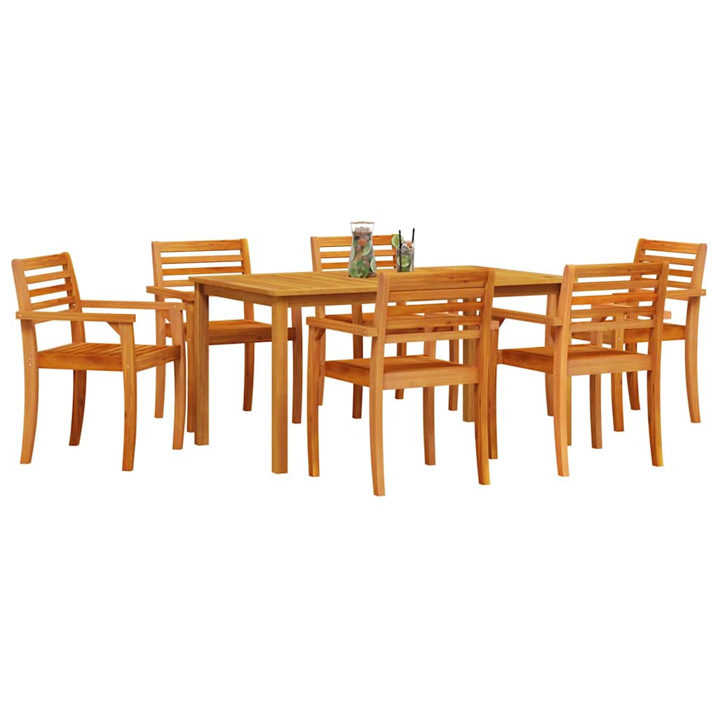 vidaXL Σέτ φαγητού για κήπο 7 pcs Καφέ Μασίφ ξύλο ακακίας