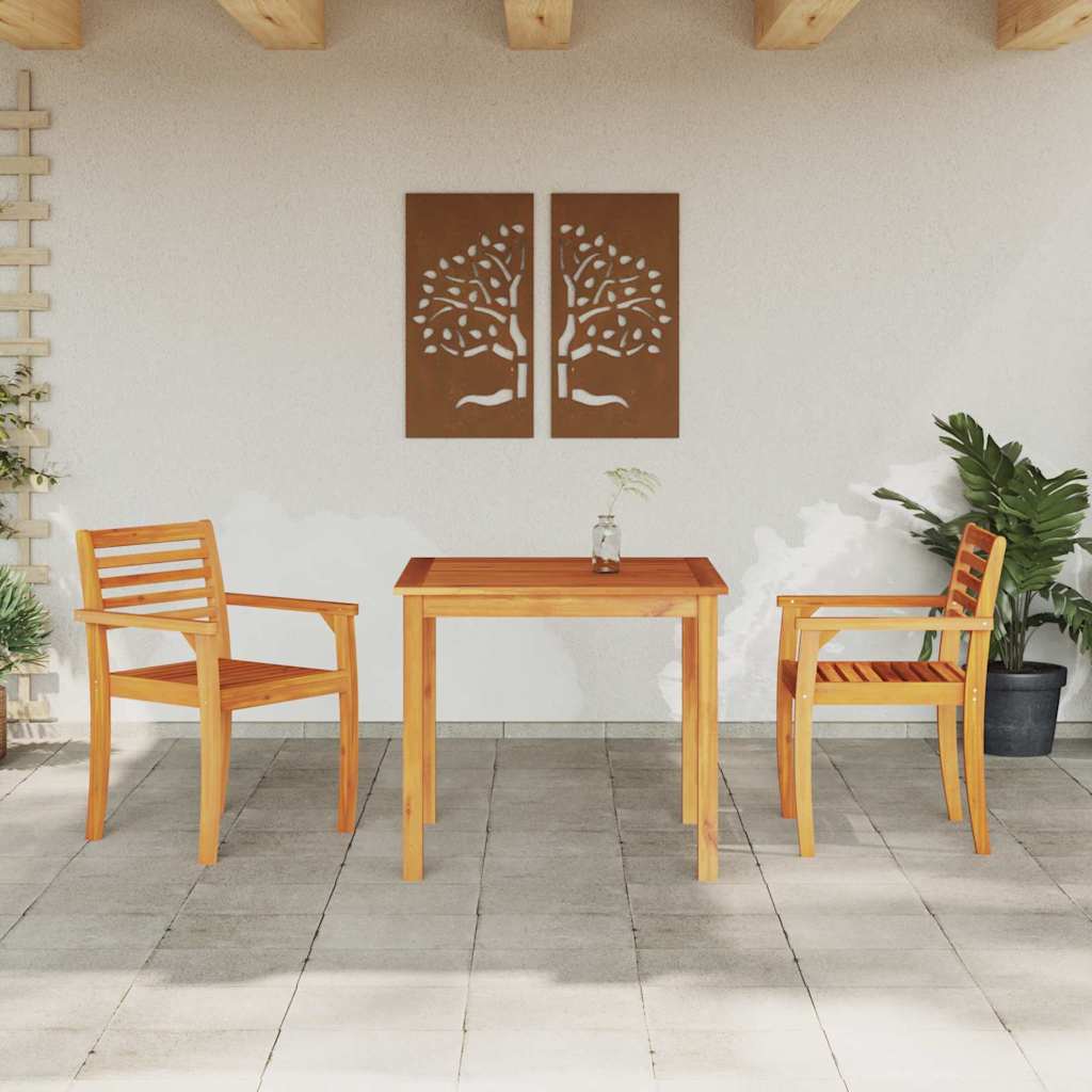 vidaXL Σέτ φαγητού για κήπο 3 pcs Καφέ Μασίφ ξύλο ακακίας