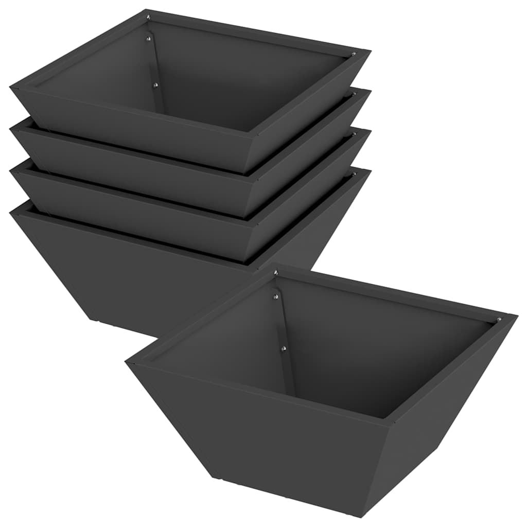 vidaXL Γλάστρα Κήπου 5 pcs Μαύρο 35 x 35 x 15 εκ.