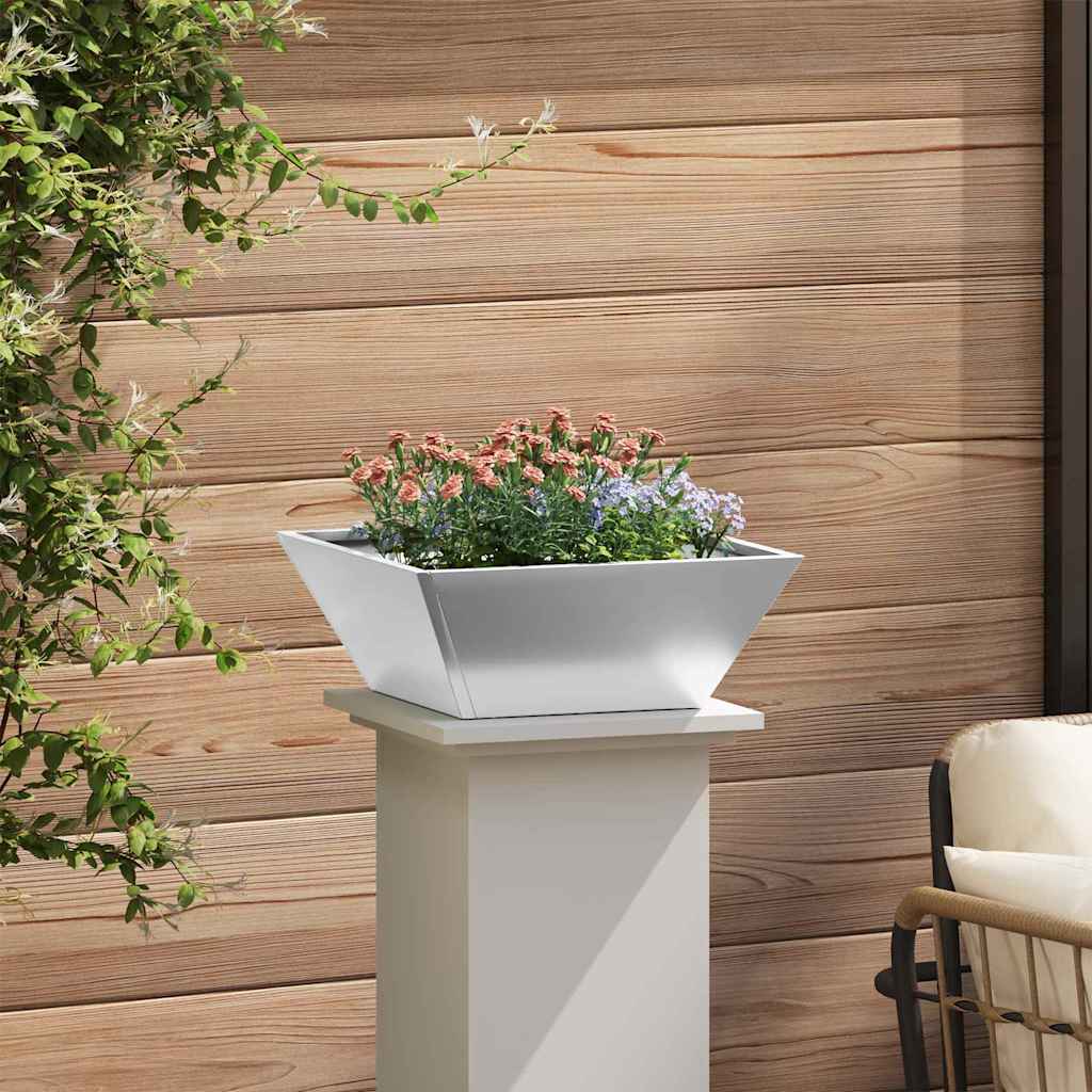vidaXL Γλάστρα Κήπου Ασημί 40 x 40 x 15 cm Επικαλυμμένος Χάλυβας