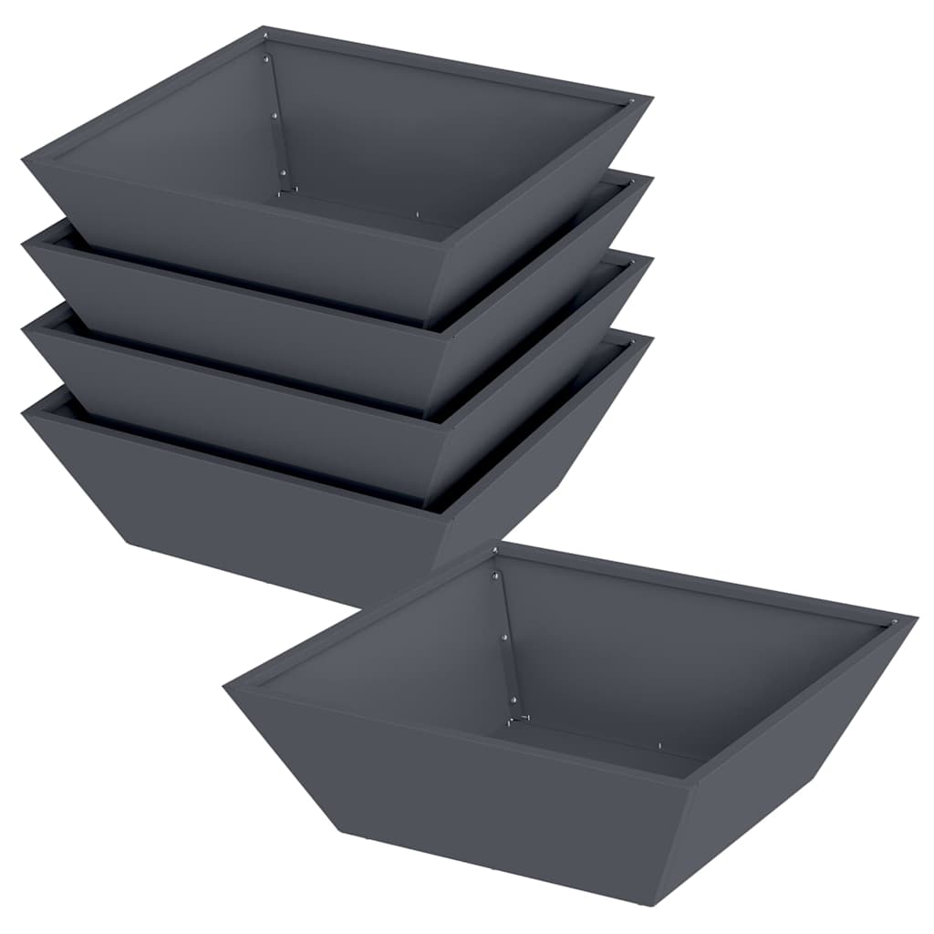 vidaXL Γλάστρα Κήπου 5 pcs Ανθρακί 50 x 50 x 15 cm