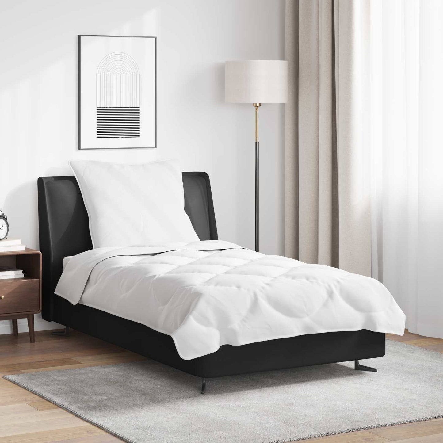 vidaXL Πάπλωμα με μαξιλάρι 2 pcs Λευκό 155 x 200 εκ. Μικροΐνες
