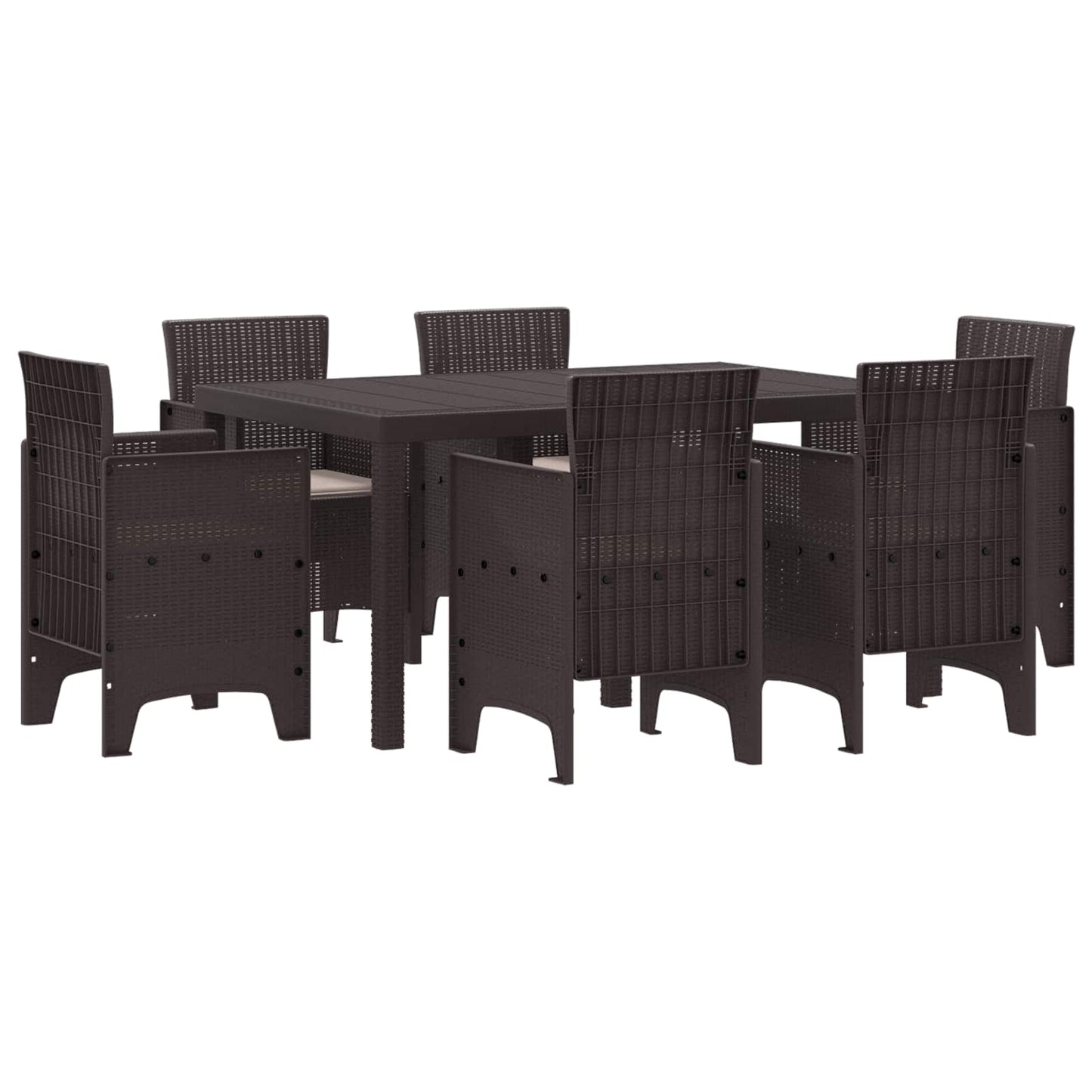 vidaXL Σέτ φαγητού για κήπο 7 τμχ. Καφέ Rattan Polt