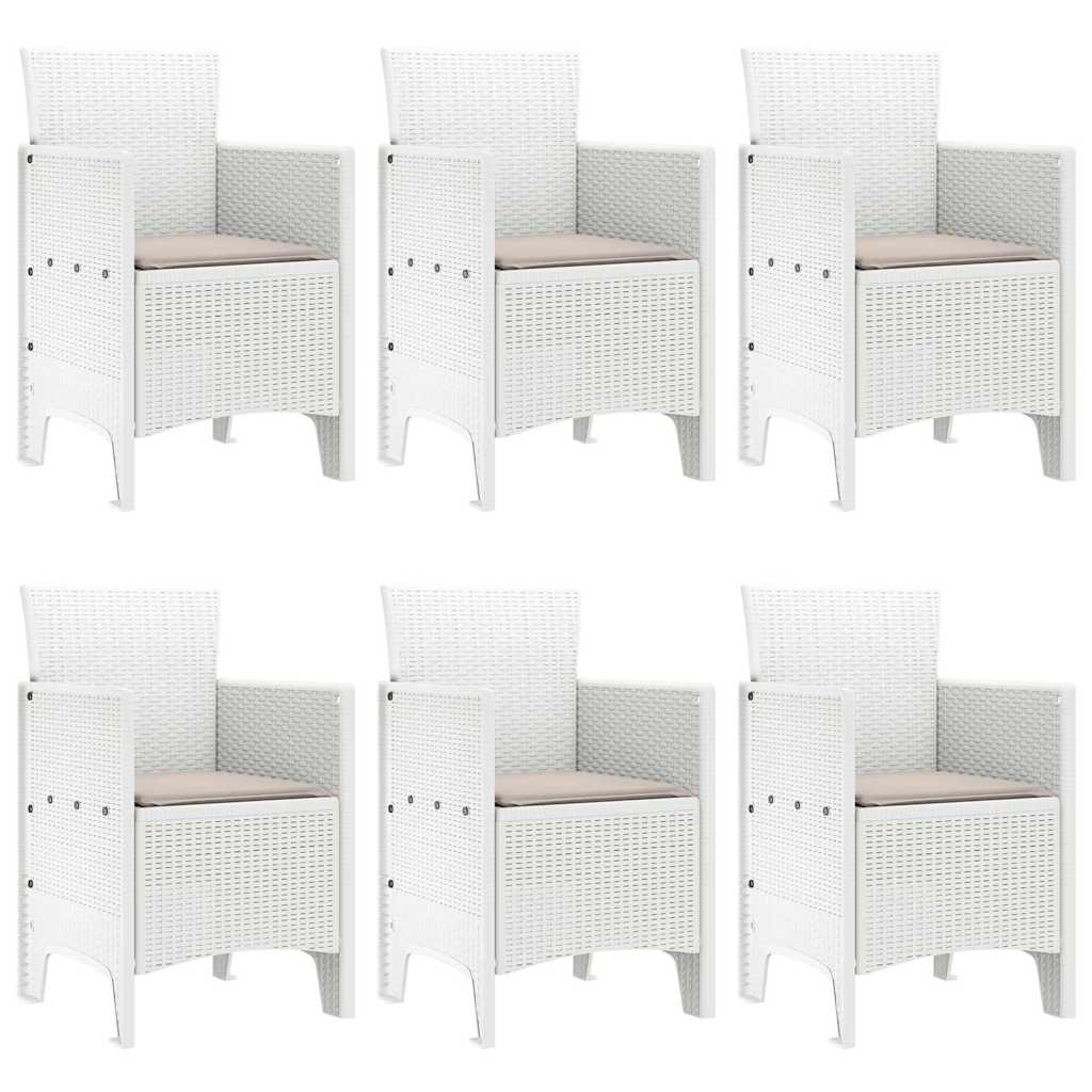 vidaXL Σέτ φαγητού για κήπο 7 τμχ. Λευκό Rattan Polt