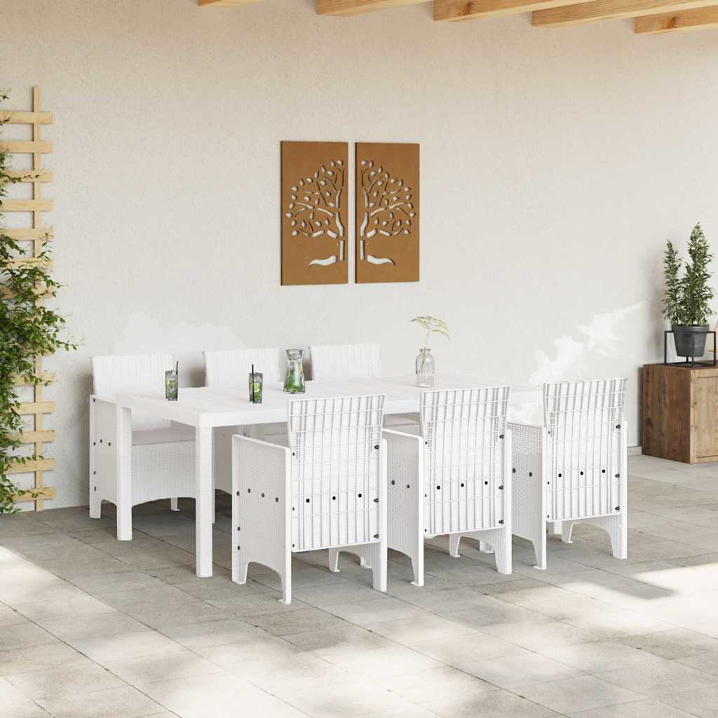 vidaXL Σετ Τραπεζαρίας Κήπου 7 pcs Λευκό 200 x 100 x 73 εκ.