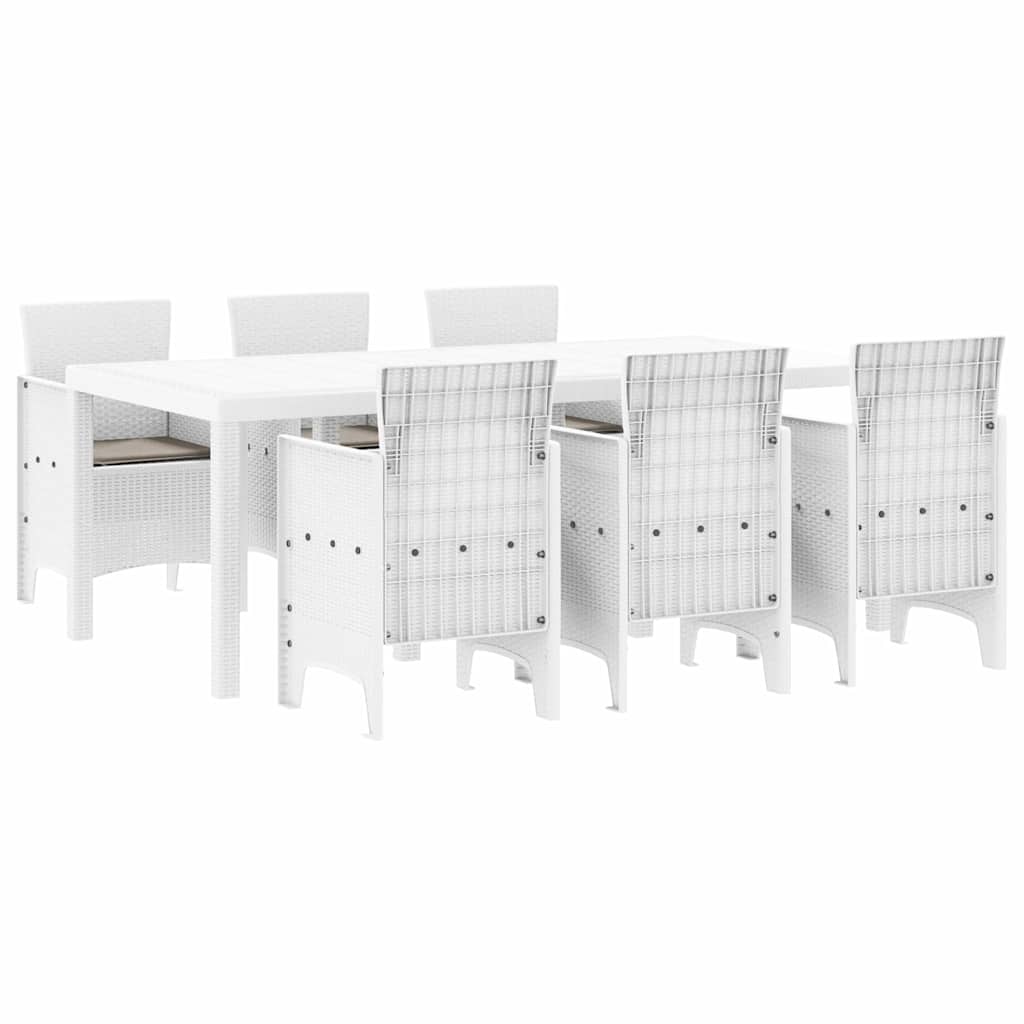 vidaXL Σετ Τραπεζαρίας Κήπου 7 pcs Λευκό 200 x 100 x 73 εκ.