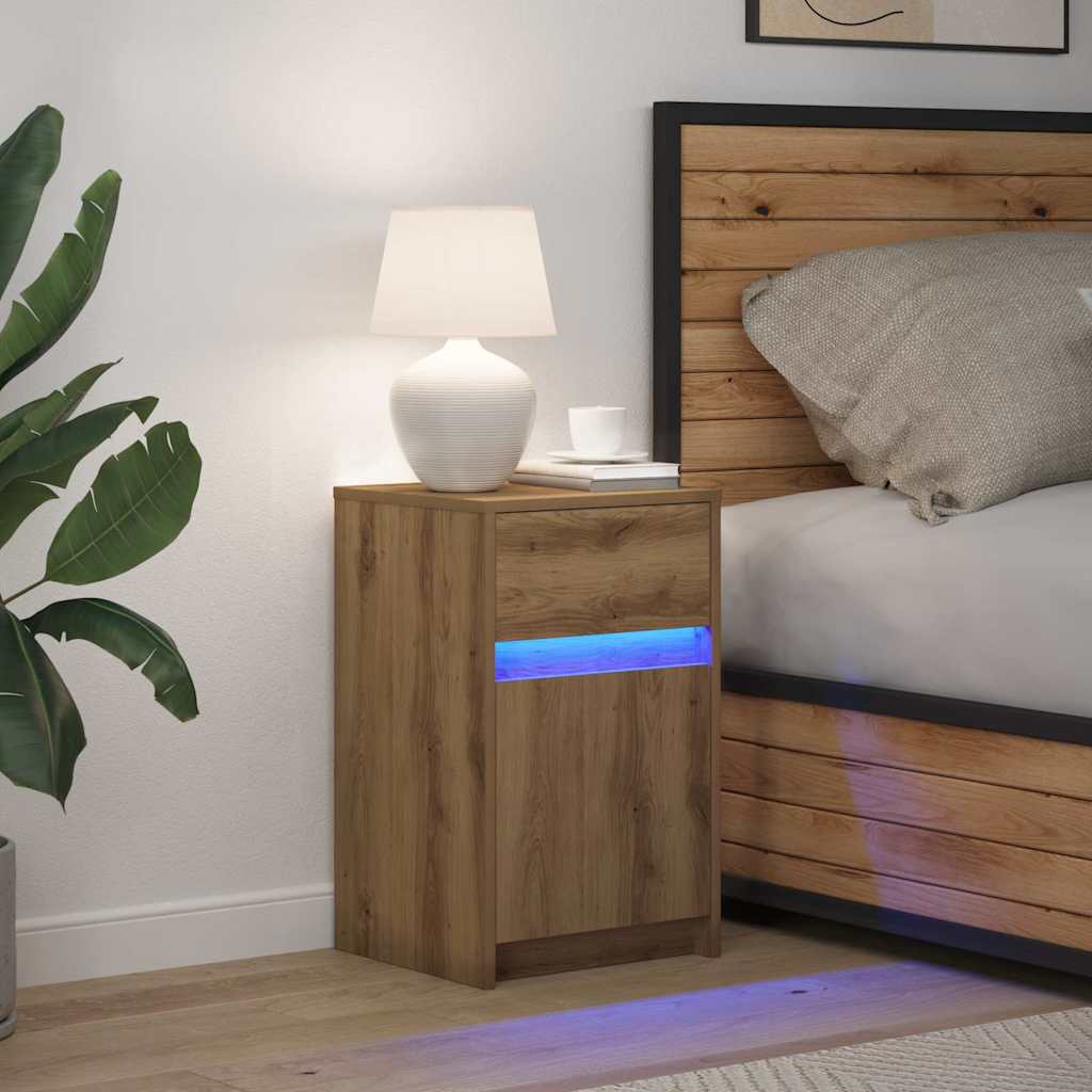 vidaXL LED Κρεβατάκι Ντουλάπα artisan δρυς 38 x 34 x 61 εκ.