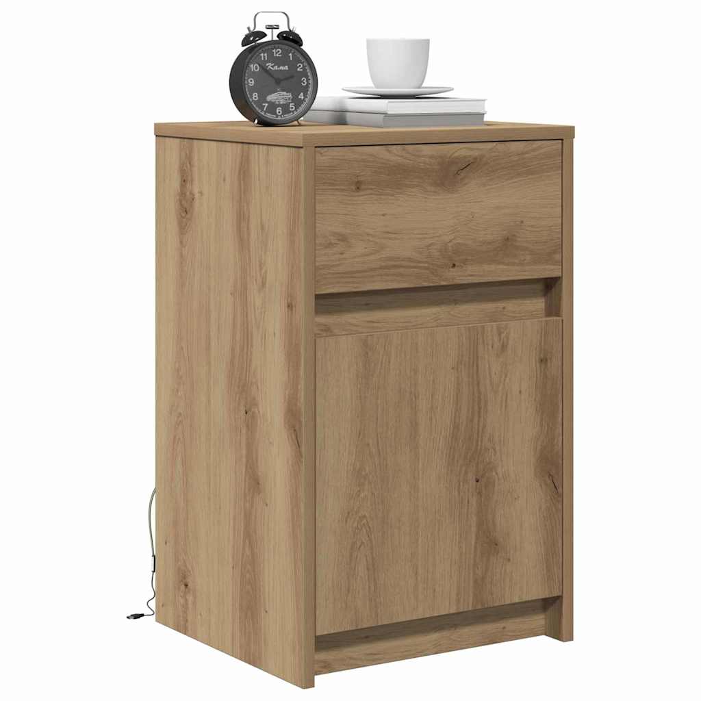 vidaXL LED Κρεβατάκι Ντουλάπα artisan δρυς 38 x 34 x 61 εκ.