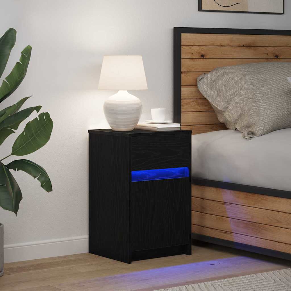 vidaXL LED Κρεβατάκι Ντουλάπα Μαύρη δρυς 38 x 34 x 61 εκ.