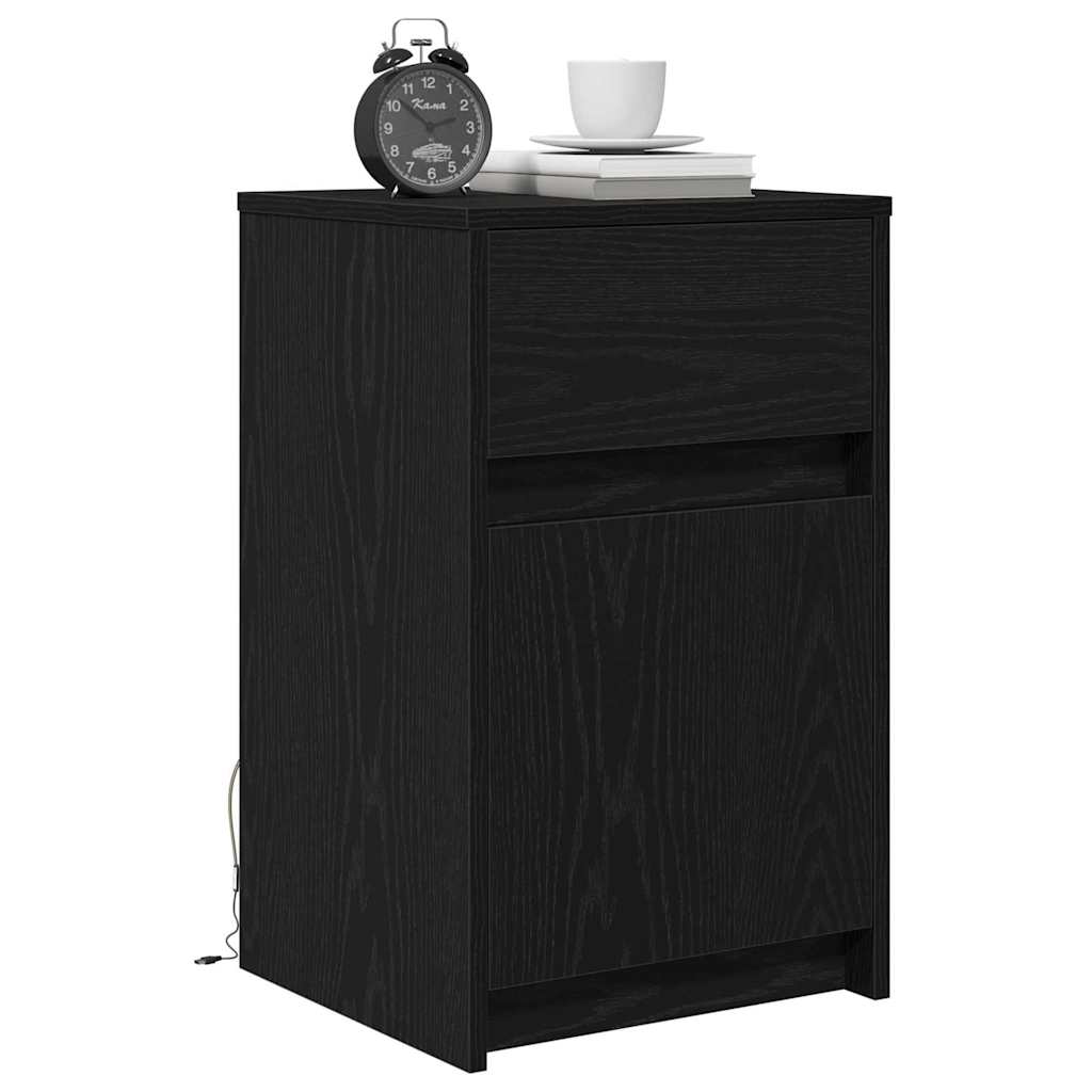 vidaXL LED Κρεβατάκι Ντουλάπα Μαύρη δρυς 38 x 34 x 61 εκ.