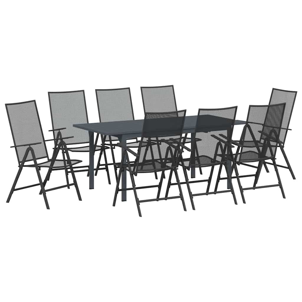 vidaXL Σέτ φαγητού για κήπο 9 pcs Ανθρακί Ατσάλι
