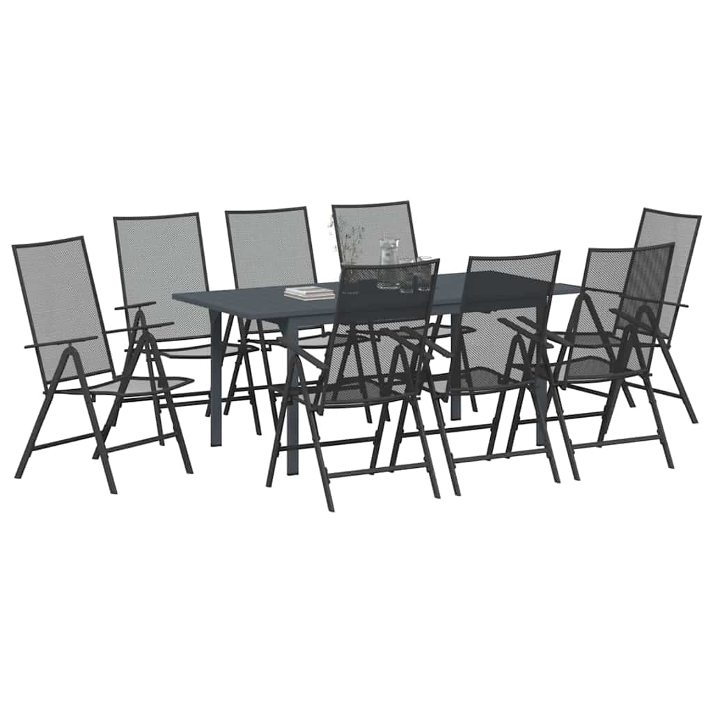vidaXL Σέτ φαγητού για κήπο 9 pcs Ανθρακί Ατσάλι