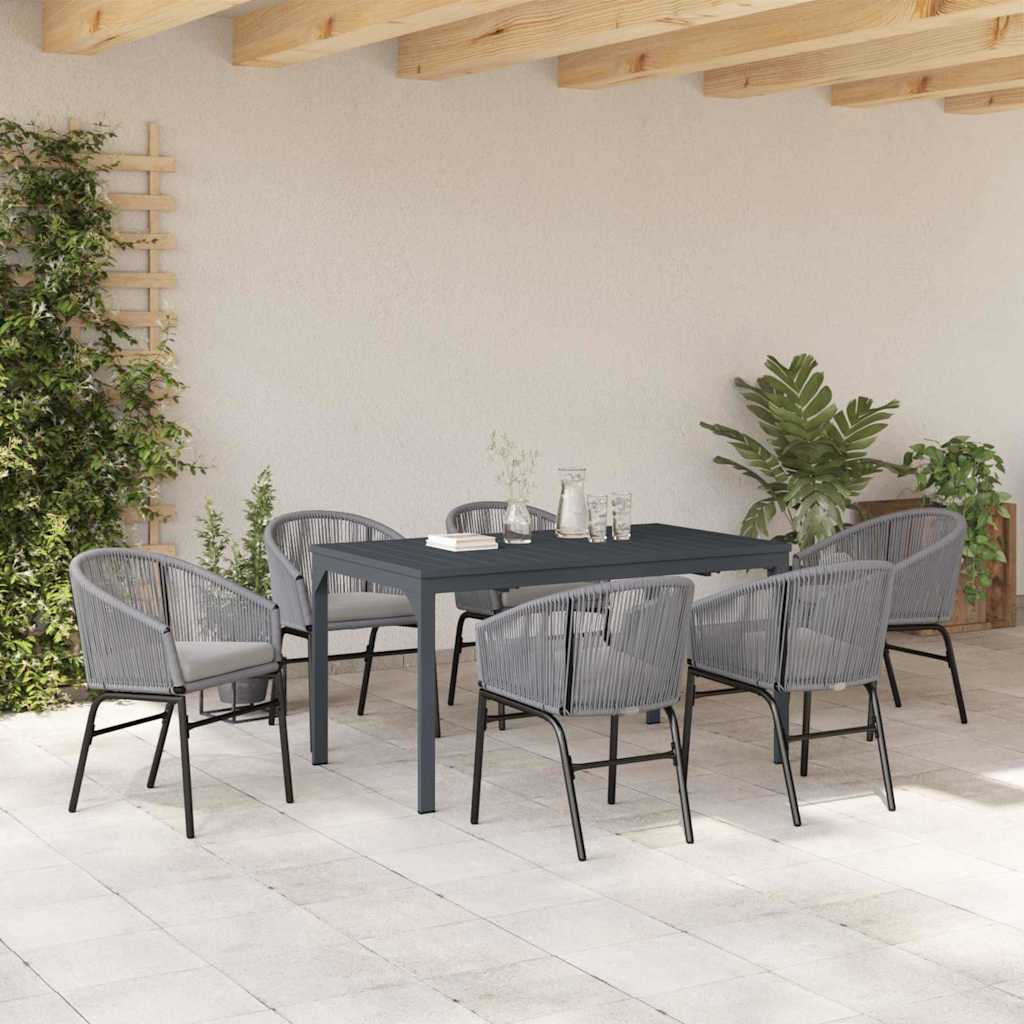 vidaXL Σέτ φαγητού για κήπο 7 pcs Γκρι Πολυ ράταν
